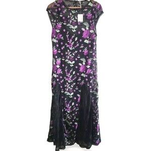 Free People Sky Bright Maxi Dress Fairy Black Floral Embroidered Womens Small